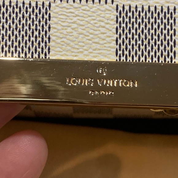 Louis Vuitton Inspired Damier Azur White Gray Clutch - Picture 2 of 11